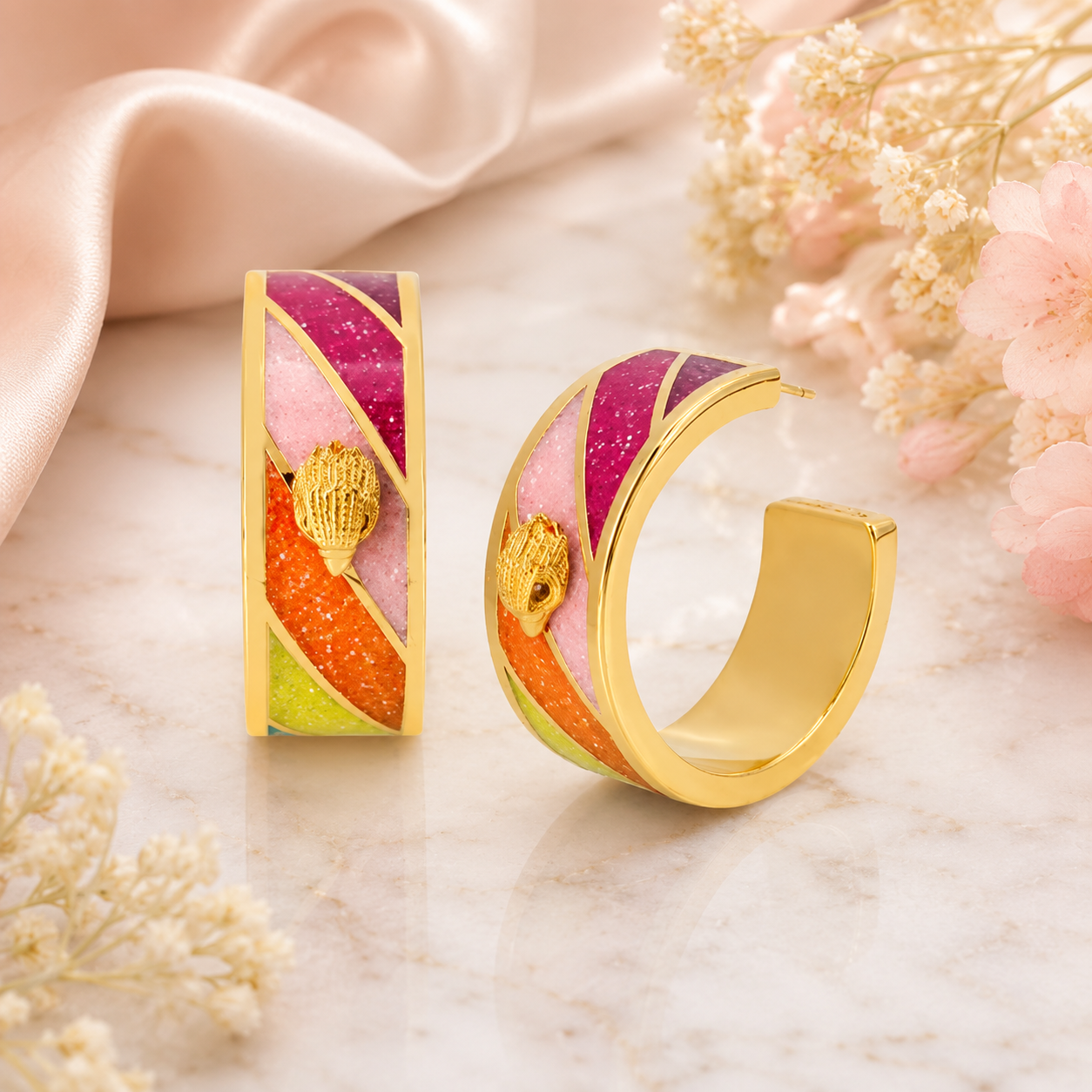 Kurt Geiger  eagle enamel huggie hoop earrings