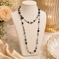 Kurt Geiger Long Pearl Gunmetal Necklace
