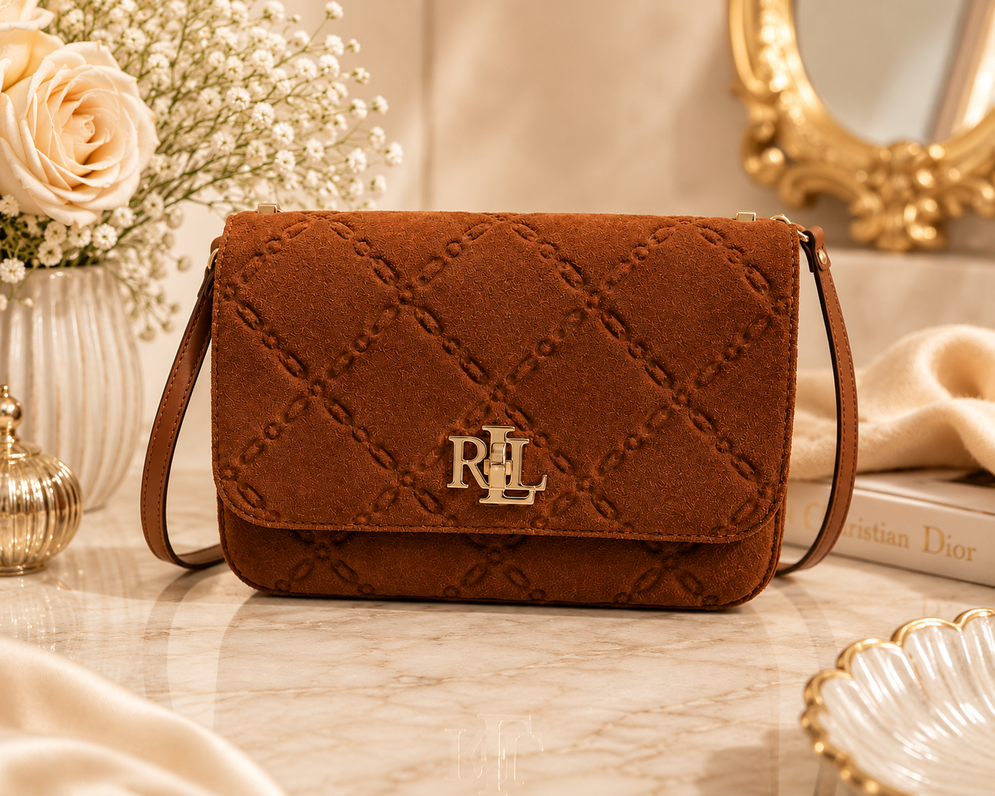 Lauren Lauren Ralph Lauren Embossed Suede Medium Sophee Bag