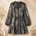 Alex Marie Women's Dress Size 18 Long Sleeve Sequence NWT Silver