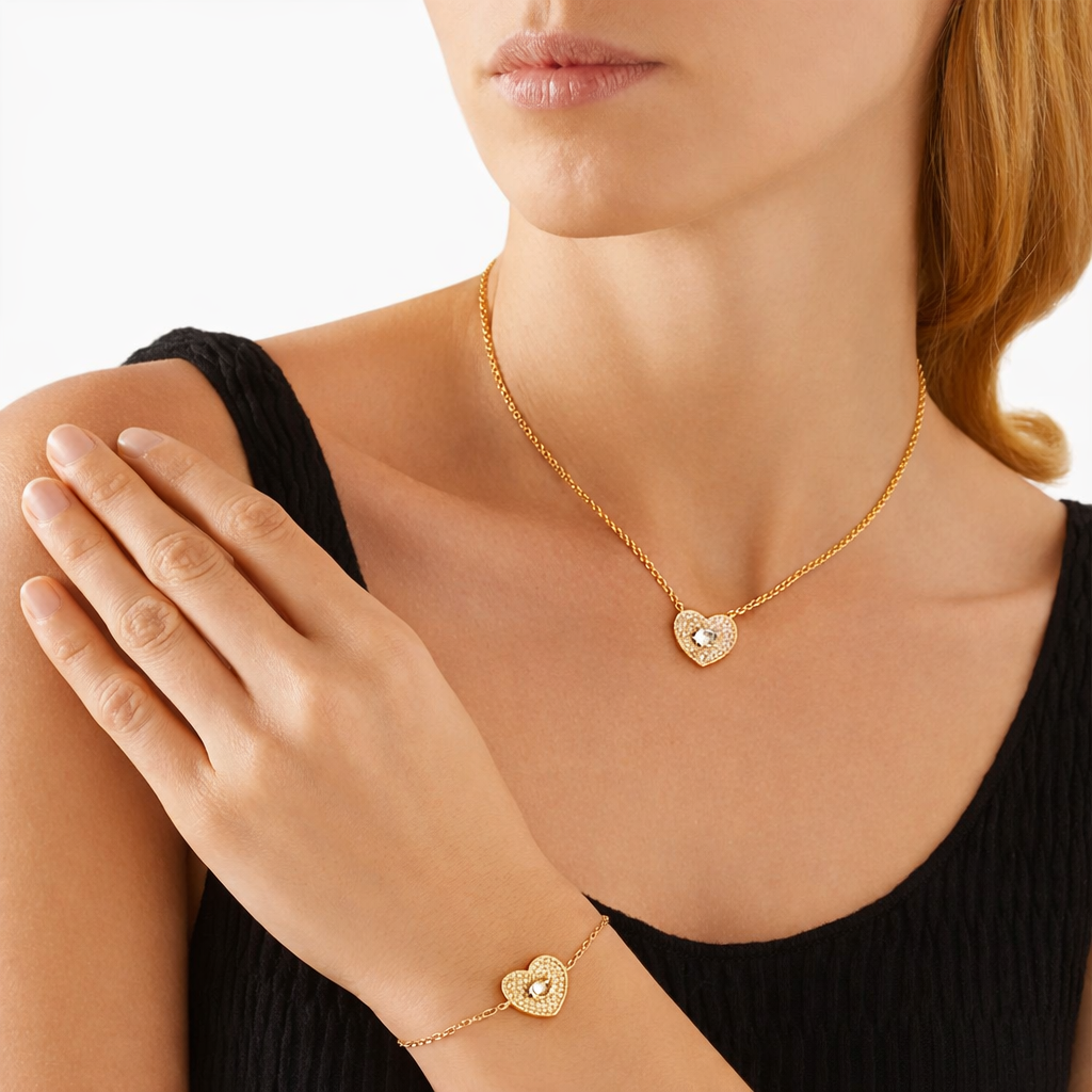 Coach C Pavé Heart Pendant Necklace