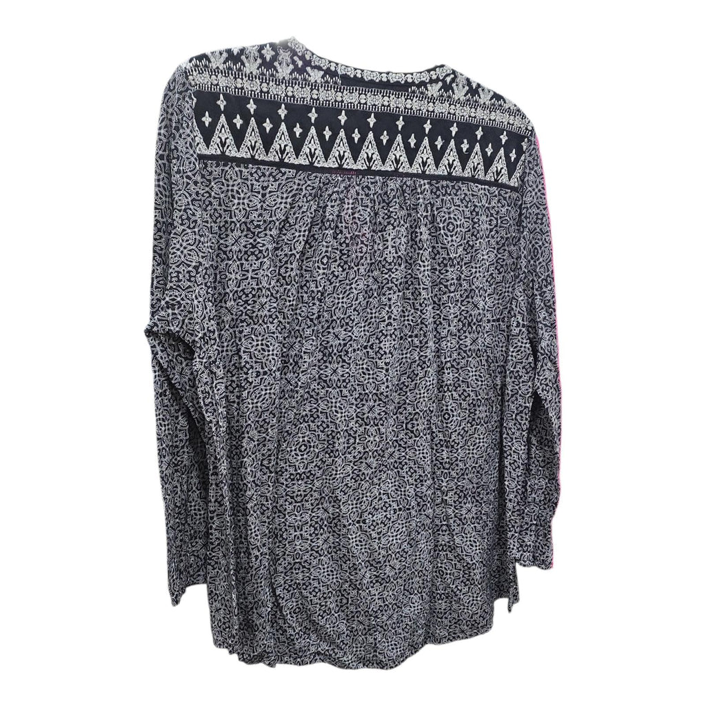 Lucky Brand Patterned Split-Neck Blouse 2X