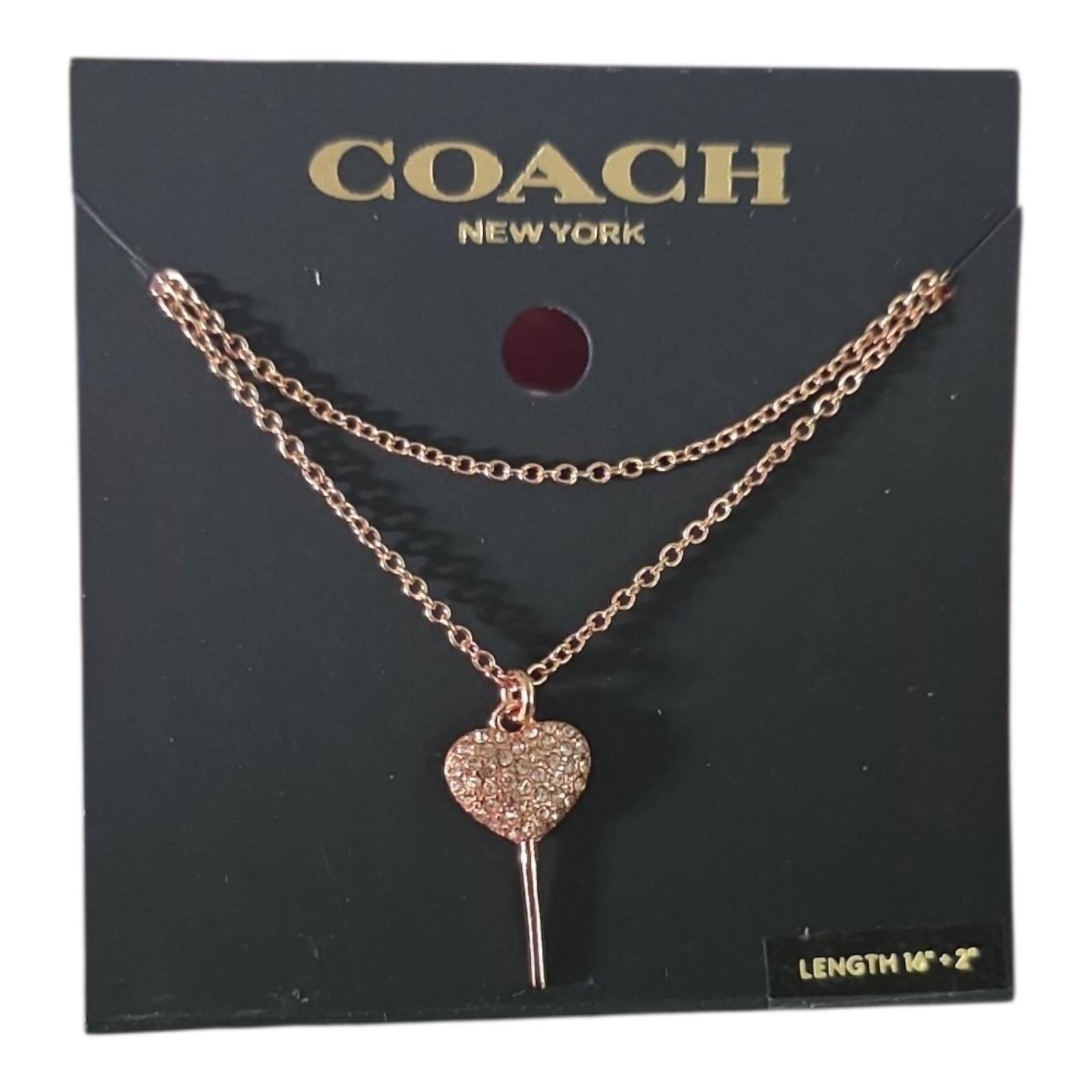 Coach Rose Gold Heart Lollipop Pendant Necklace