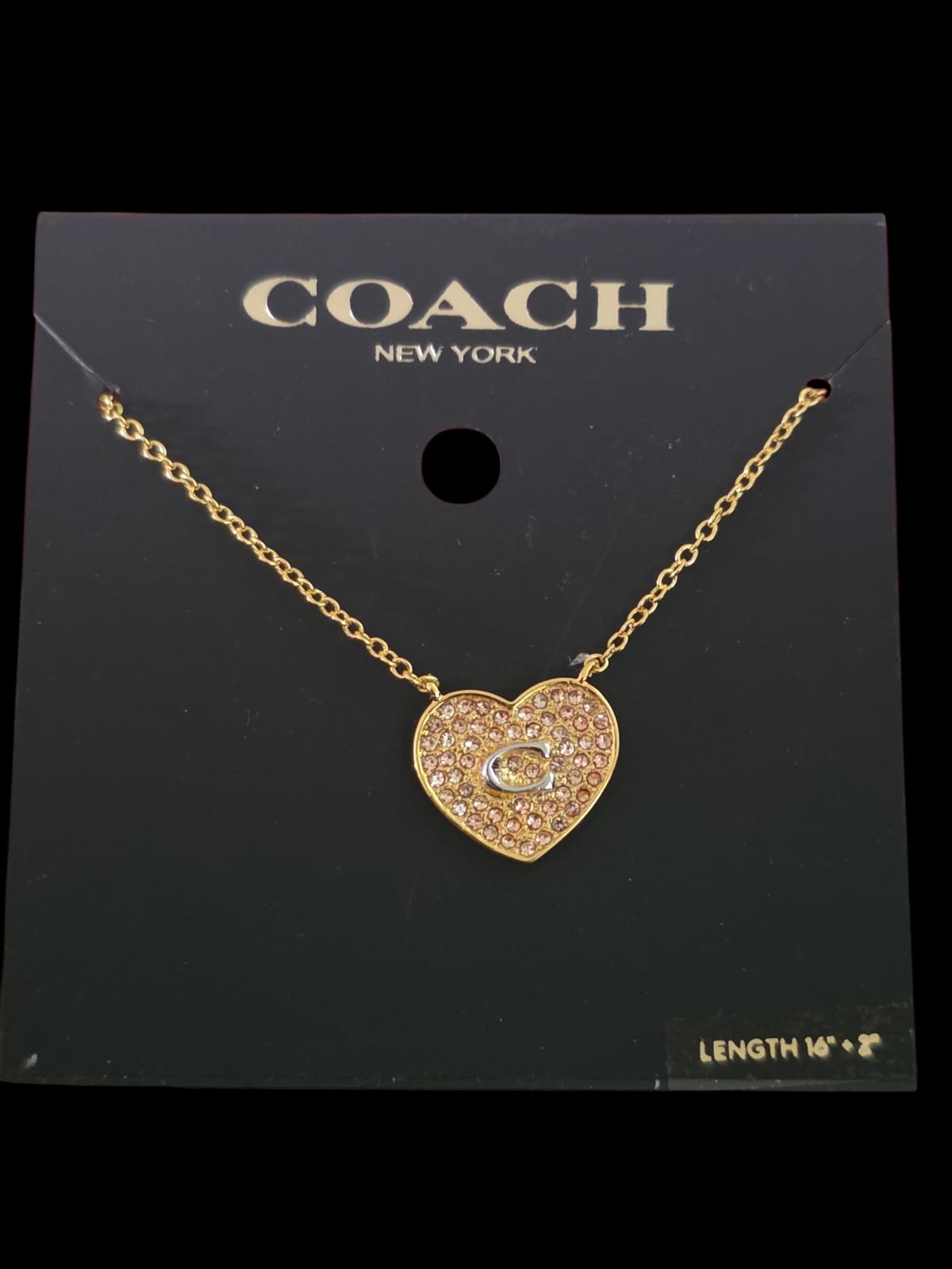 Coach C Pavé Heart Pendant Necklace