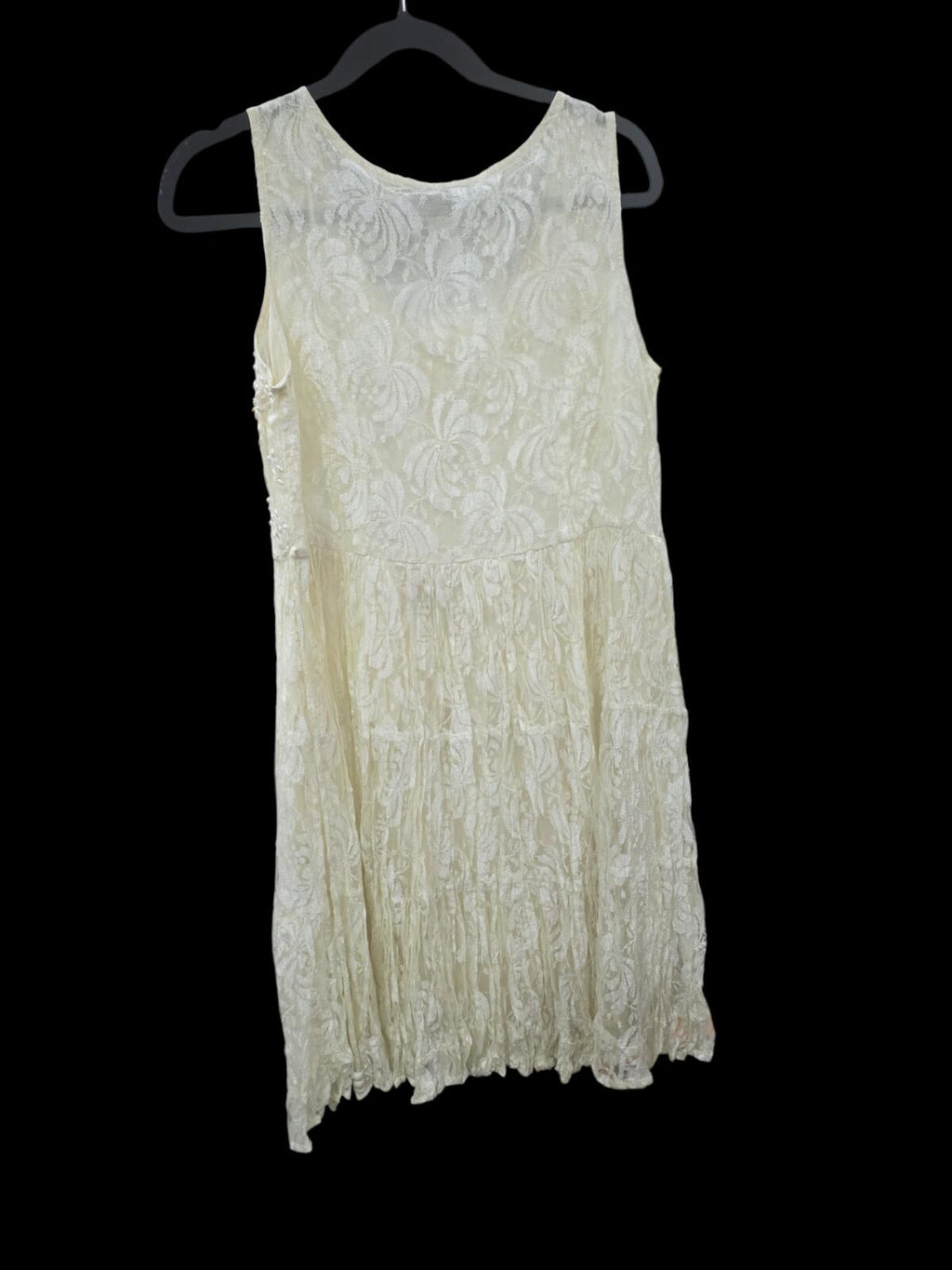 Cream Lace Sleeveless Button-Front Dress
