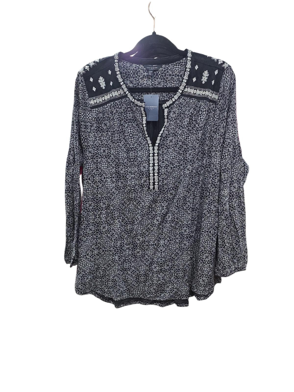 Lucky Brand Patterned Split-Neck Blouse 2X