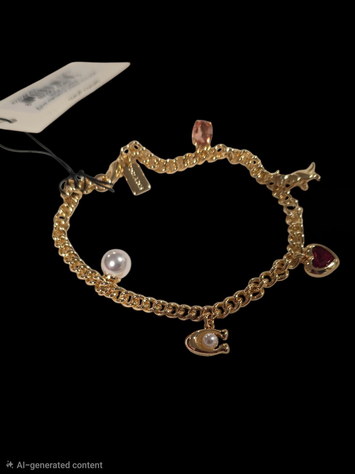 Coach Signature Heart Charm Bracelet