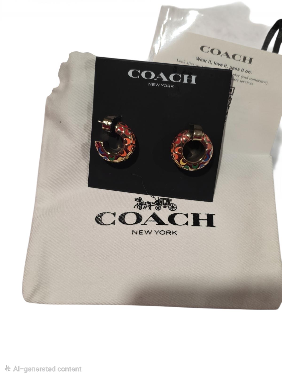Coach Signature Enamel Huggie Hoop Earrings