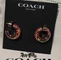 Coach Signature Enamel Huggie Hoop Earrings