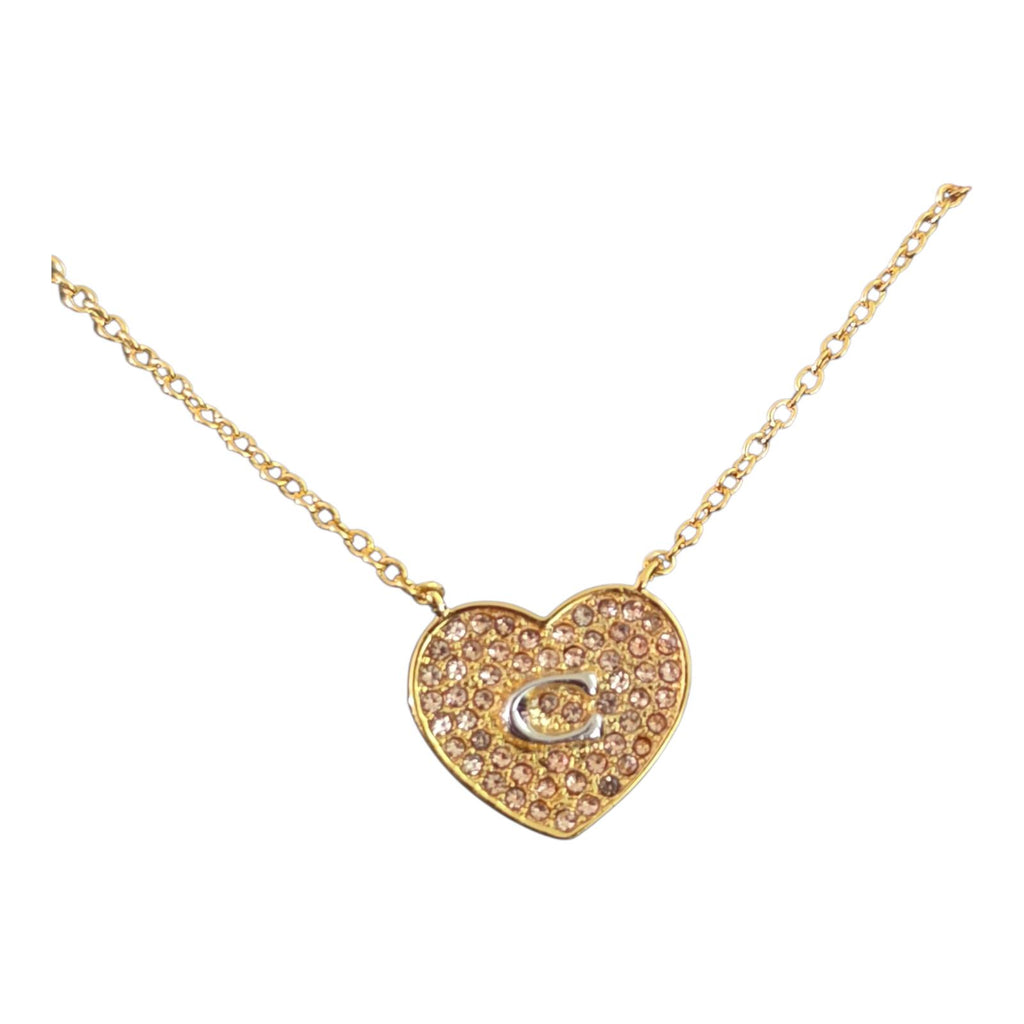 Coach C Pavé Heart Pendant Necklace