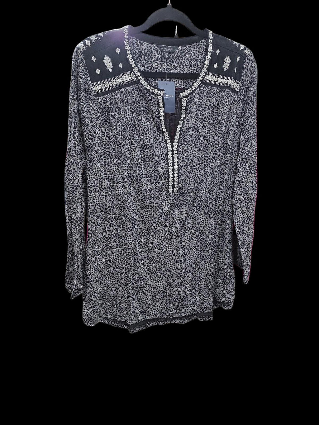 Lucky Brand Patterned Split-Neck Blouse 2X