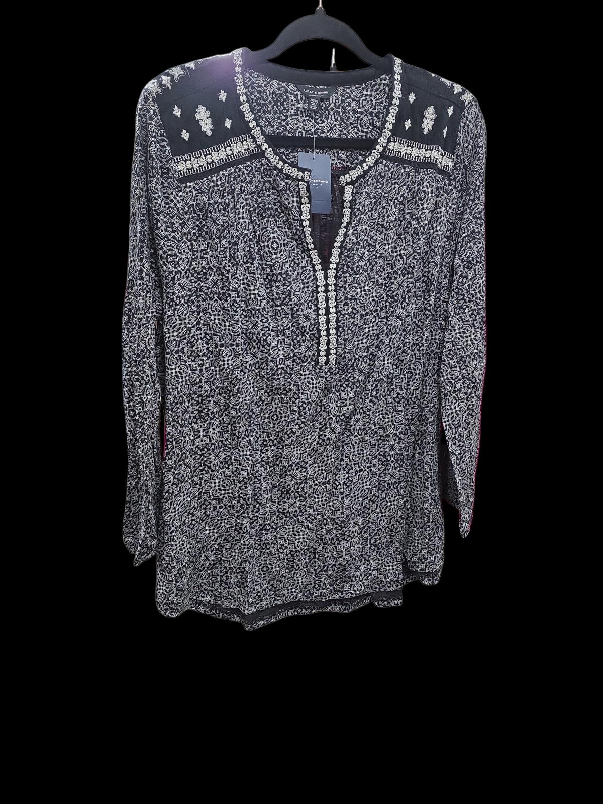 Lucky Brand Patterned Split-Neck Blouse 2X
