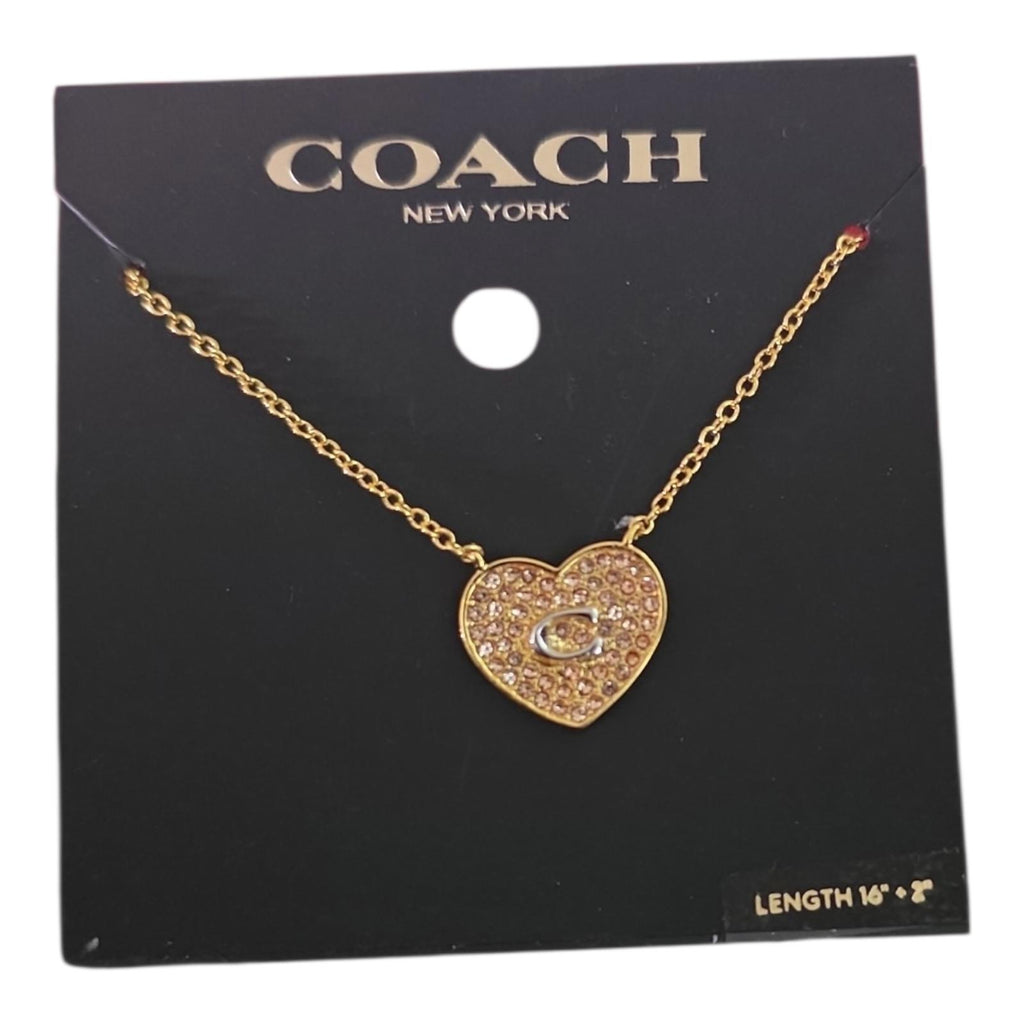Coach C Pavé Heart Pendant Necklace