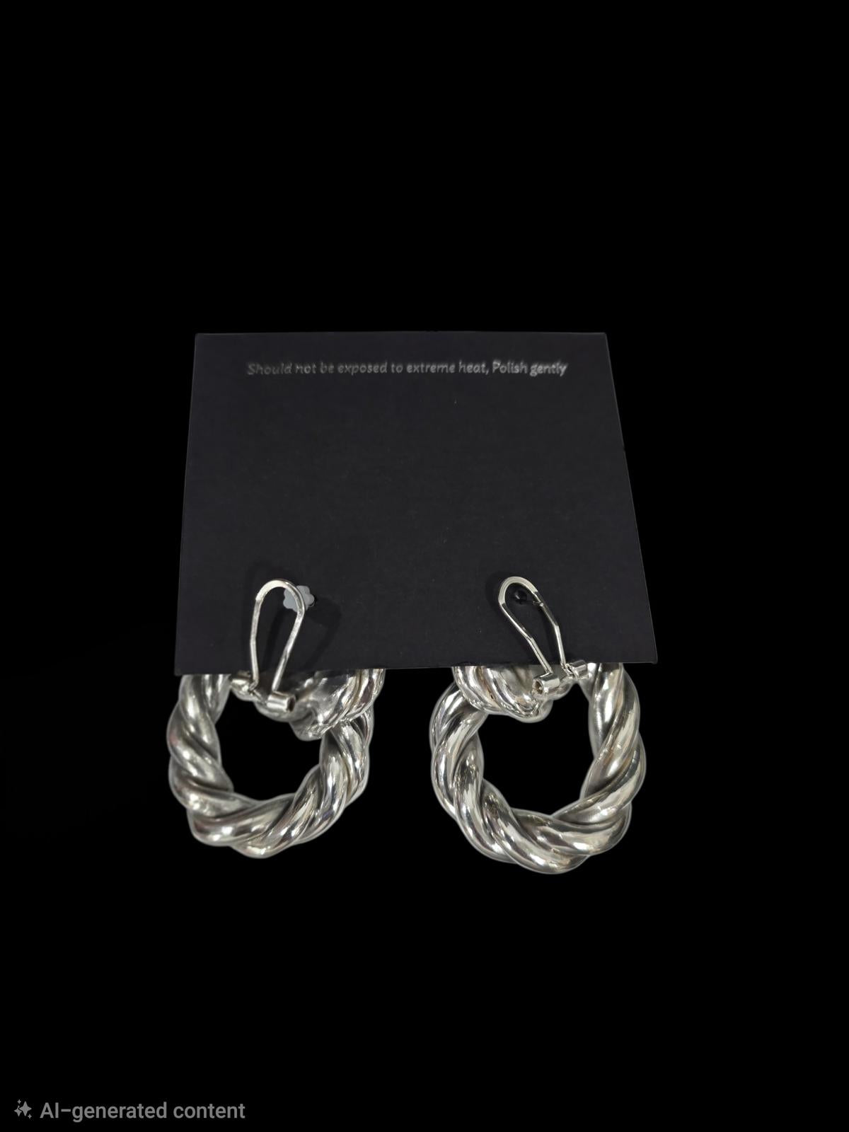 E&L Israel Sterling Silver Electroform Braided Earrings