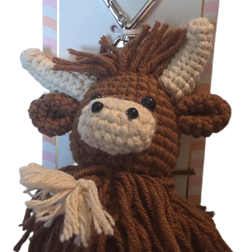 piper.k Brown Crochet Highland Cow Bag Charm & Key Chain
