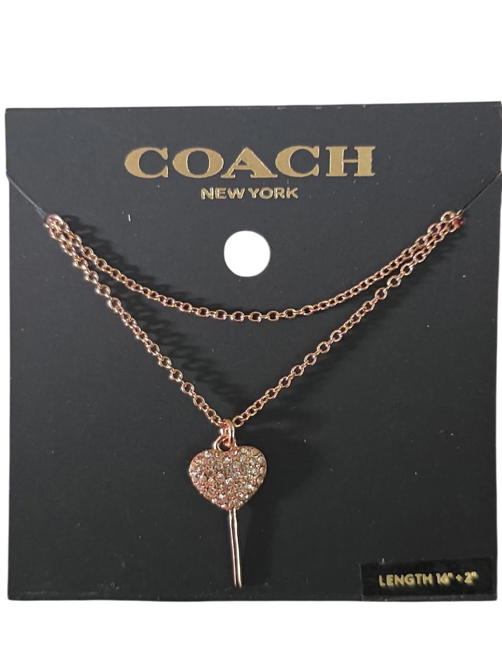 Coach Rose Gold Heart Lollipop Pendant Necklace