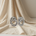 E&L Israel Sterling Silver Electroform Braided Earrings