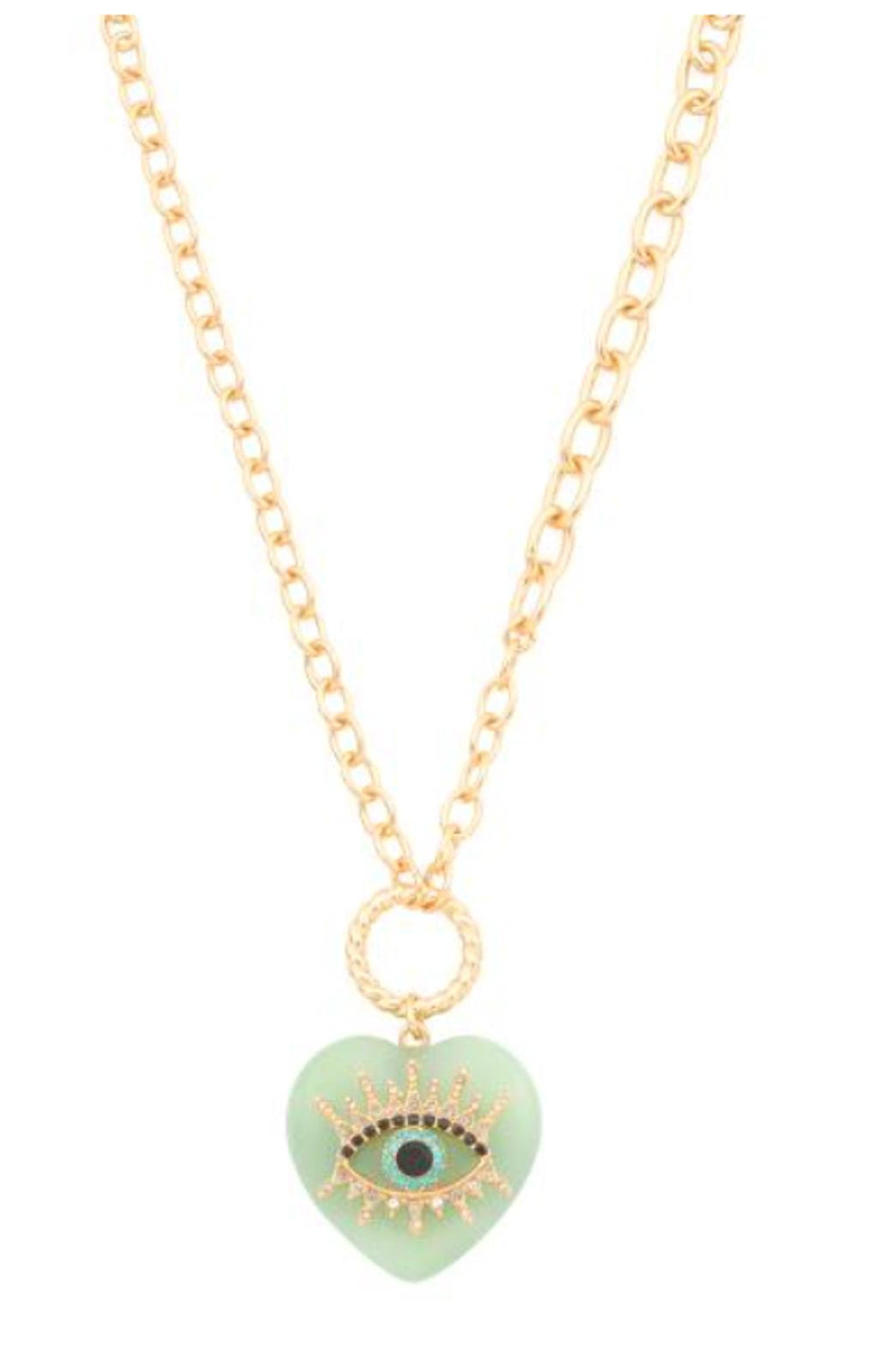 Kurt Geiger London Evil Eye Heart Stone Pendant Necklace