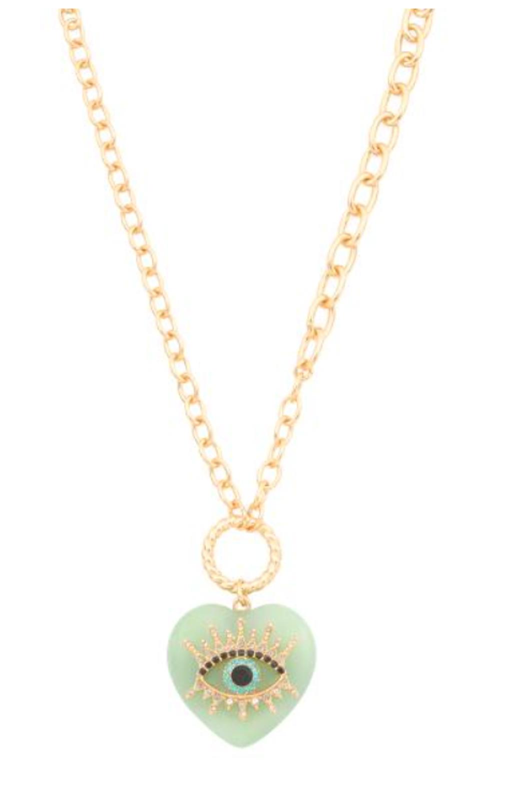Kurt Geiger London Evil Eye Heart Stone Pendant Necklace