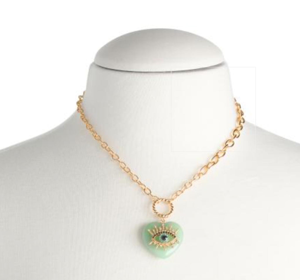 Kurt Geiger London Evil Eye Heart Stone Pendant Necklace
