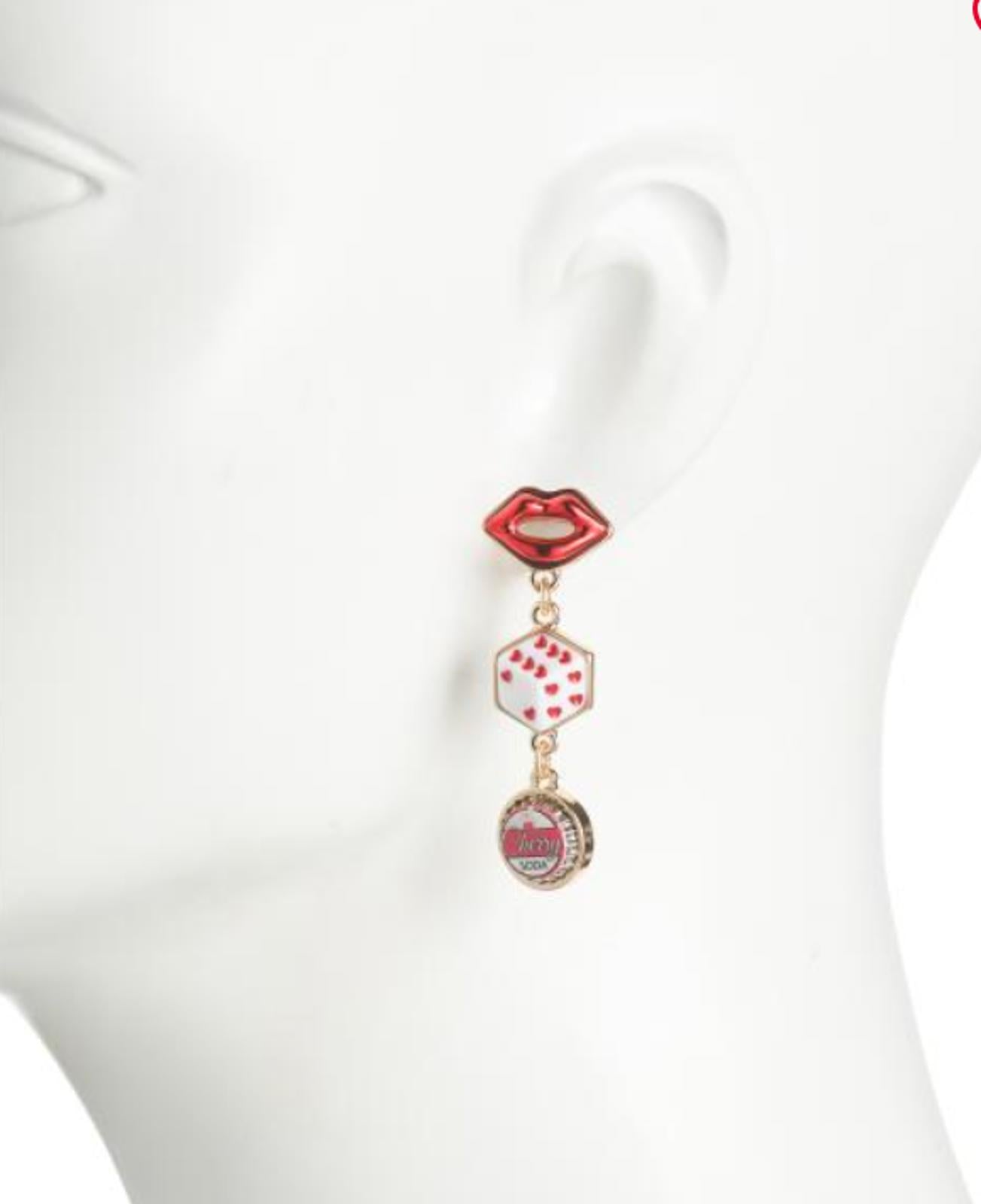 BETSEY JOHNSON Love Dice Linear Drop Earrings