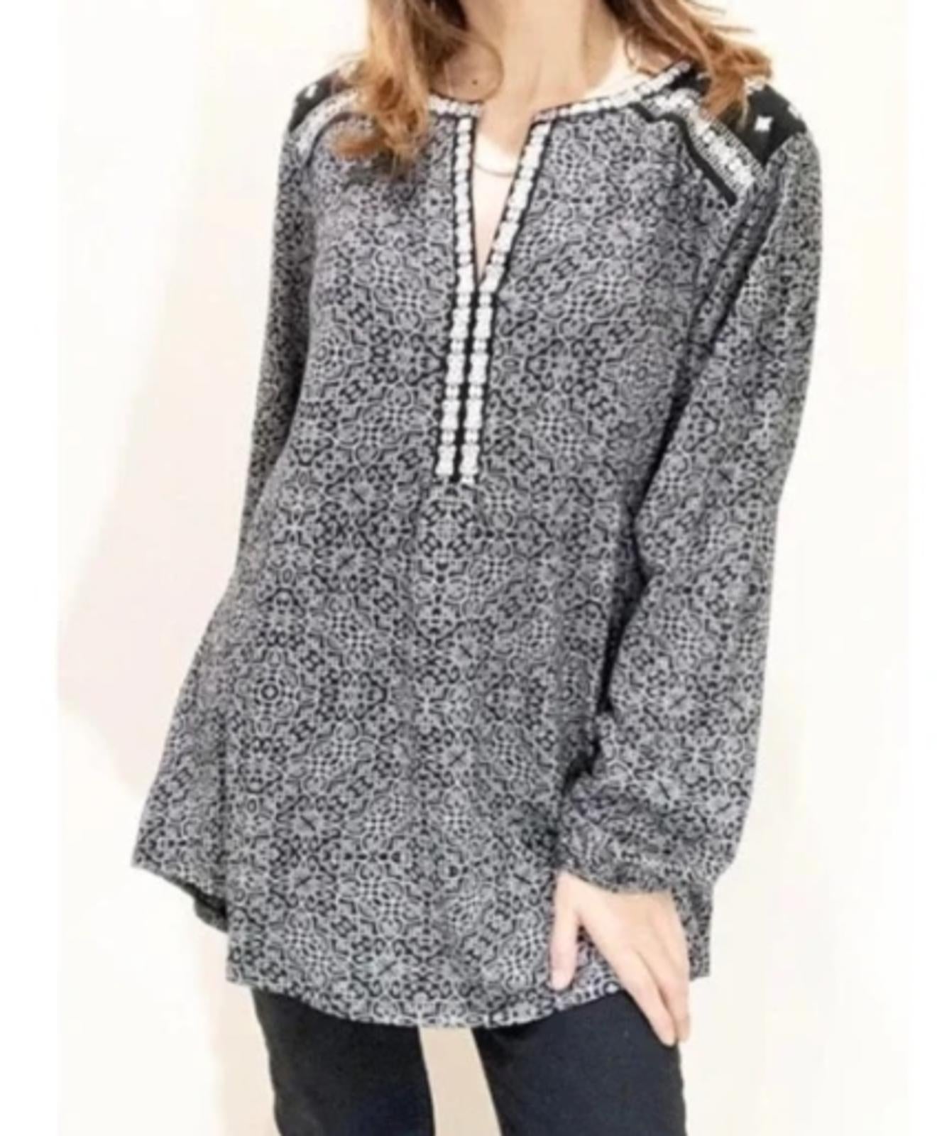Lucky Brand Patterned Split-Neck Blouse 2X