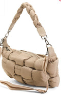 SOL & SELENE Medium Nylon Woven Hobo With Top Handle And Crossbody Strap