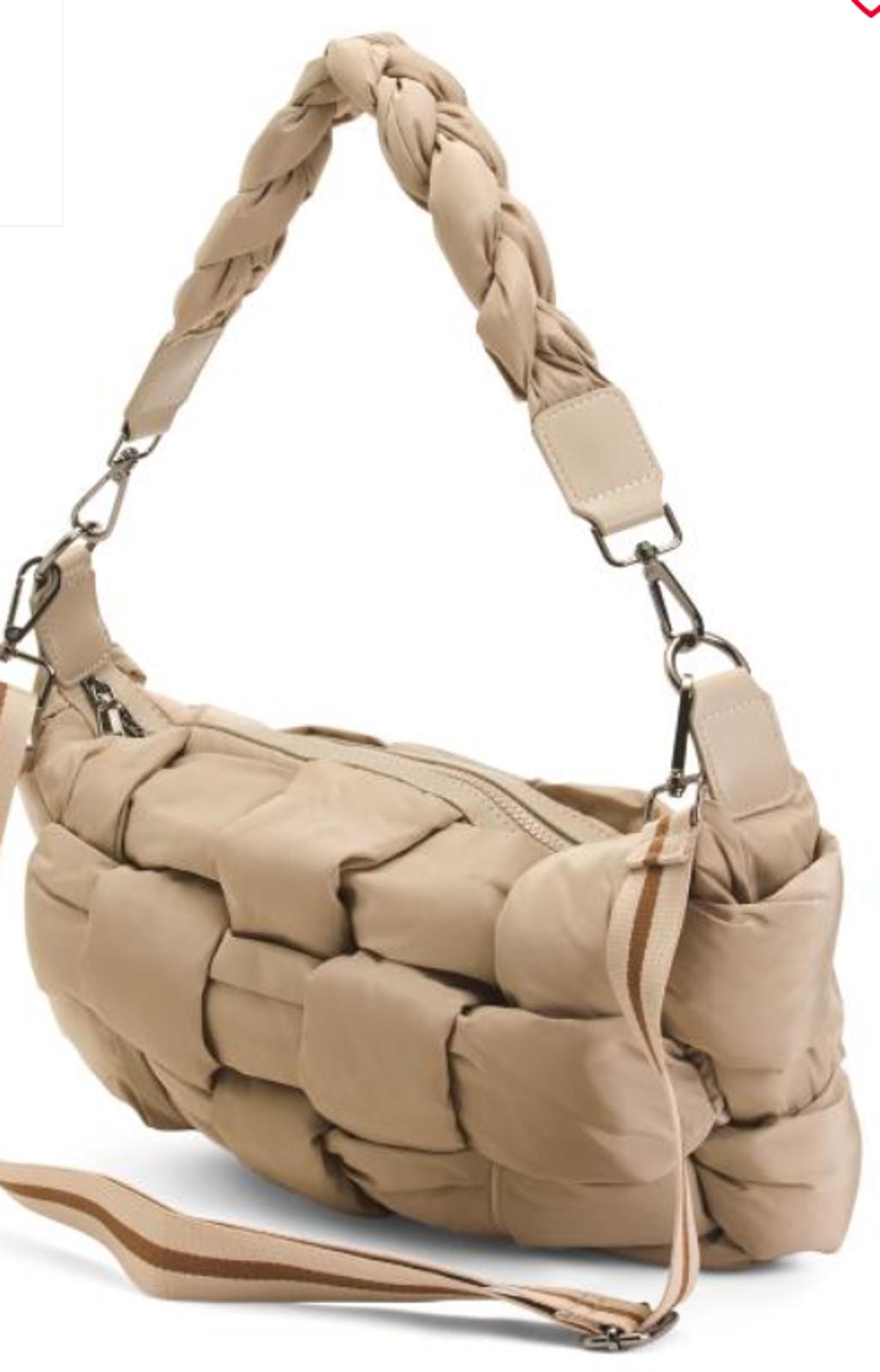 SOL & SELENE Medium Nylon Woven Hobo With Top Handle And Crossbody Strap