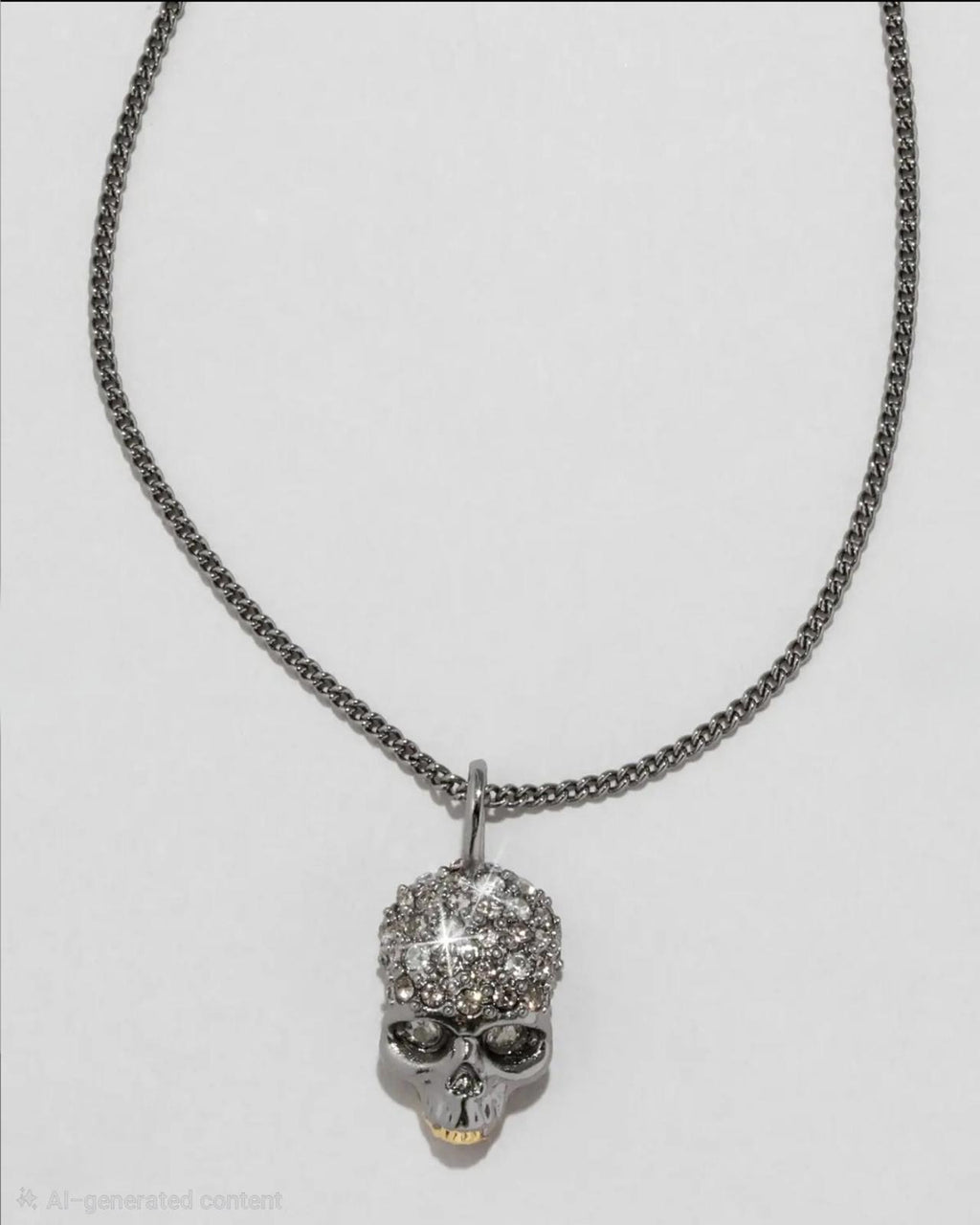 Alexis Bittar Gunmetal Skull Crystal Pave Pendant Necklace