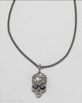 Alexis Bittar Gunmetal Skull Crystal Pave Pendant Necklace