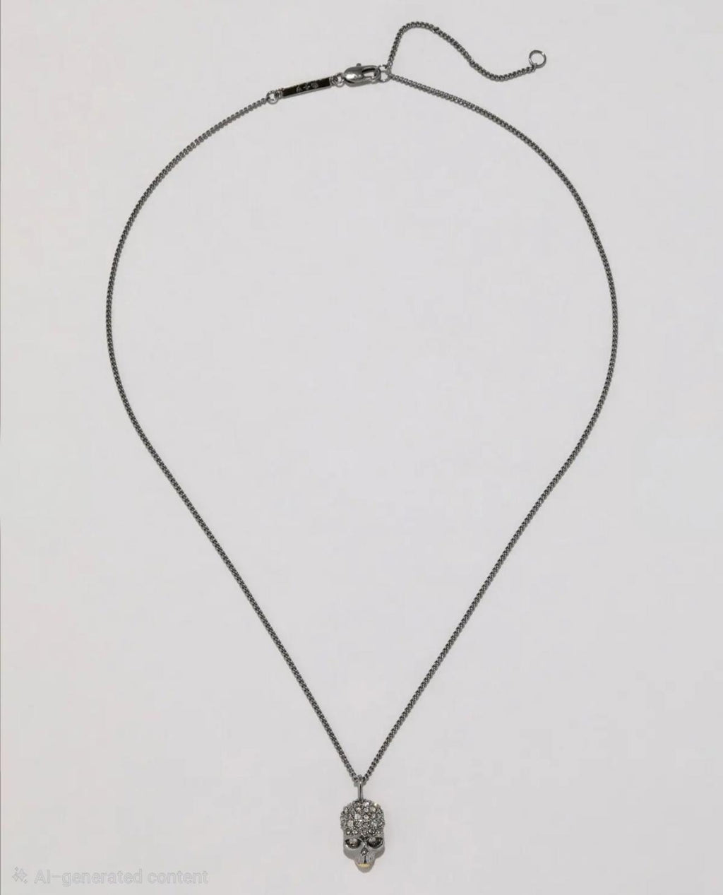 Alexis Bittar Gunmetal Skull Crystal Pave Pendant Necklace