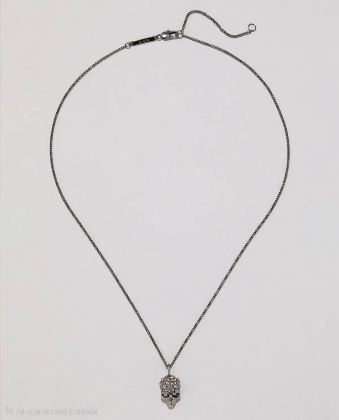 Alexis Bittar Gunmetal Skull Crystal Pave Pendant Necklace