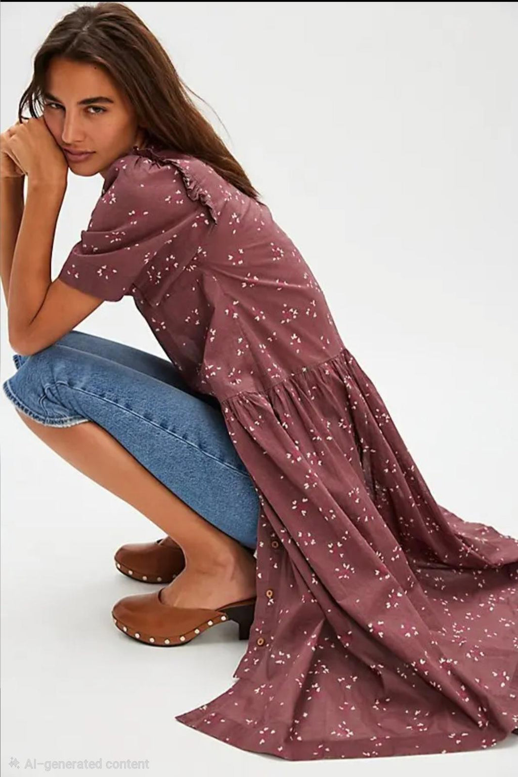 Free People  Bella Mae Midi Dress - Bittersweet Combo