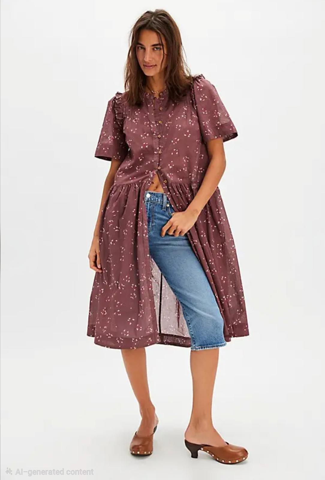 Free People  Bella Mae Midi Dress - Bittersweet Combo