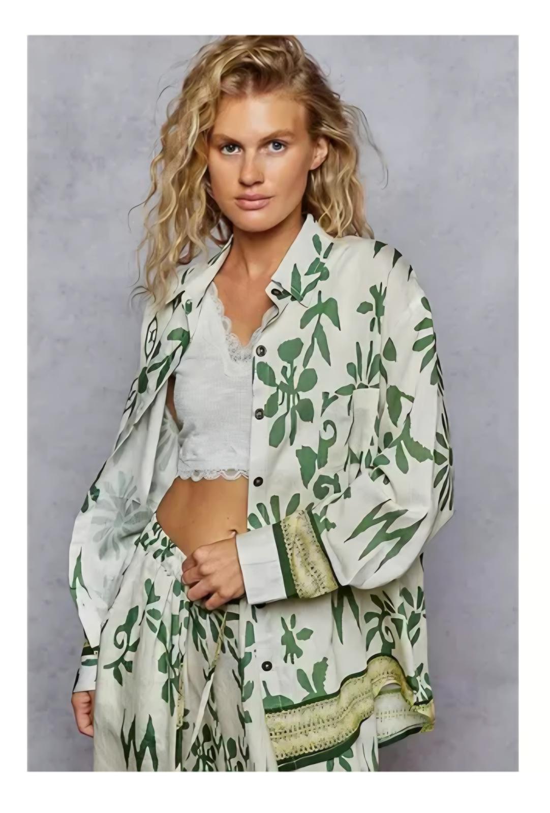 POL Button Down Floral Long Sleeve Shirt and Pant Set Size Small