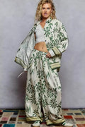POL Button Down Floral Long Sleeve Shirt and Pant Set Size Small