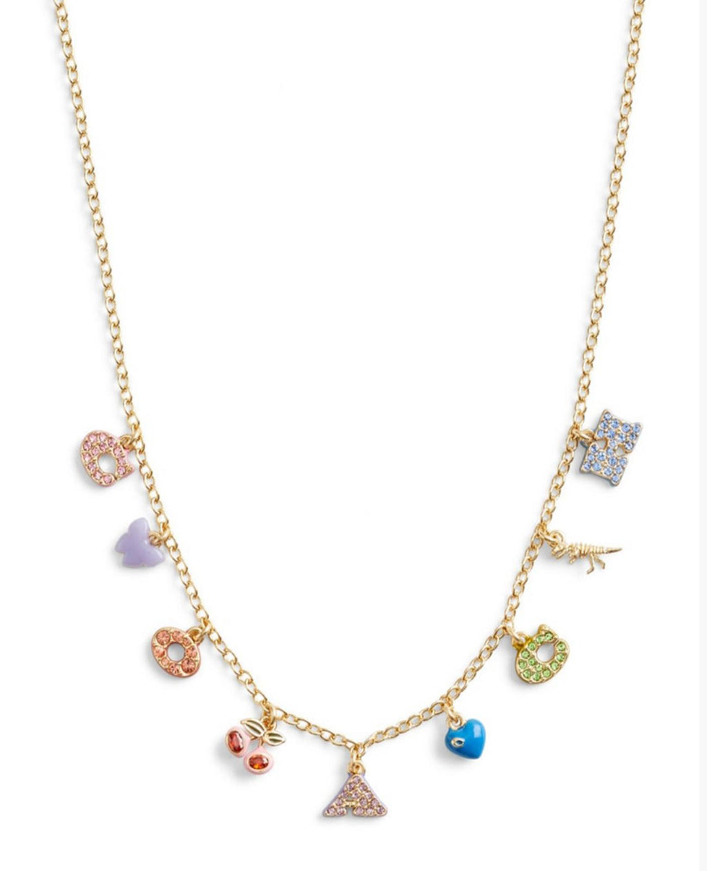 Coach Faux Stone Signature Logo Charm Bib Necklace
