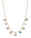 Coach Faux Stone Signature Logo Charm Bib Necklace