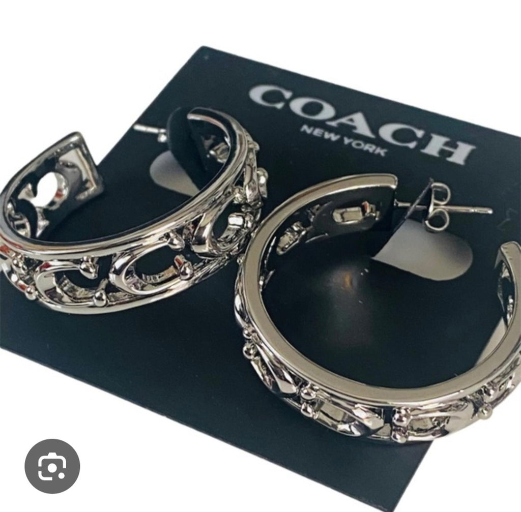 Coach Signature Openwork Hoop Earrings