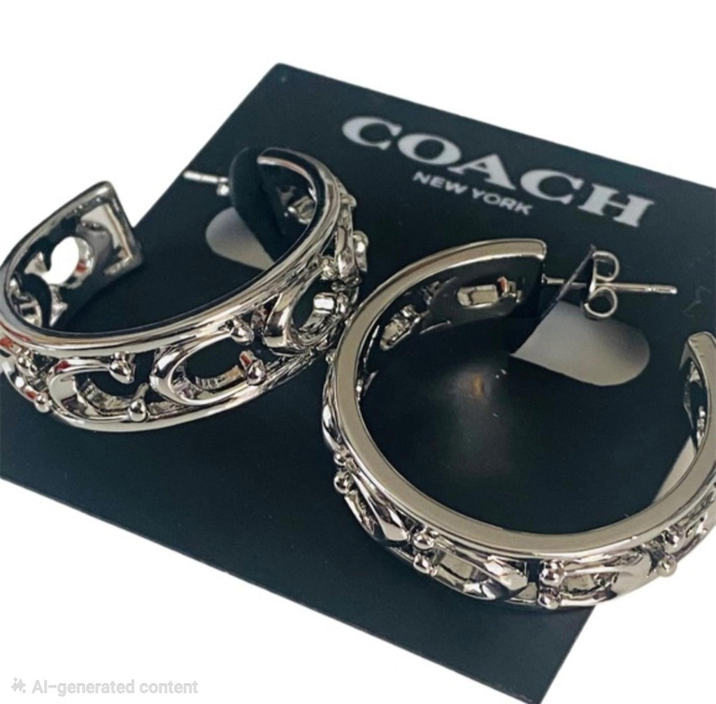 Coach Signature Openwork Hoop Earrings