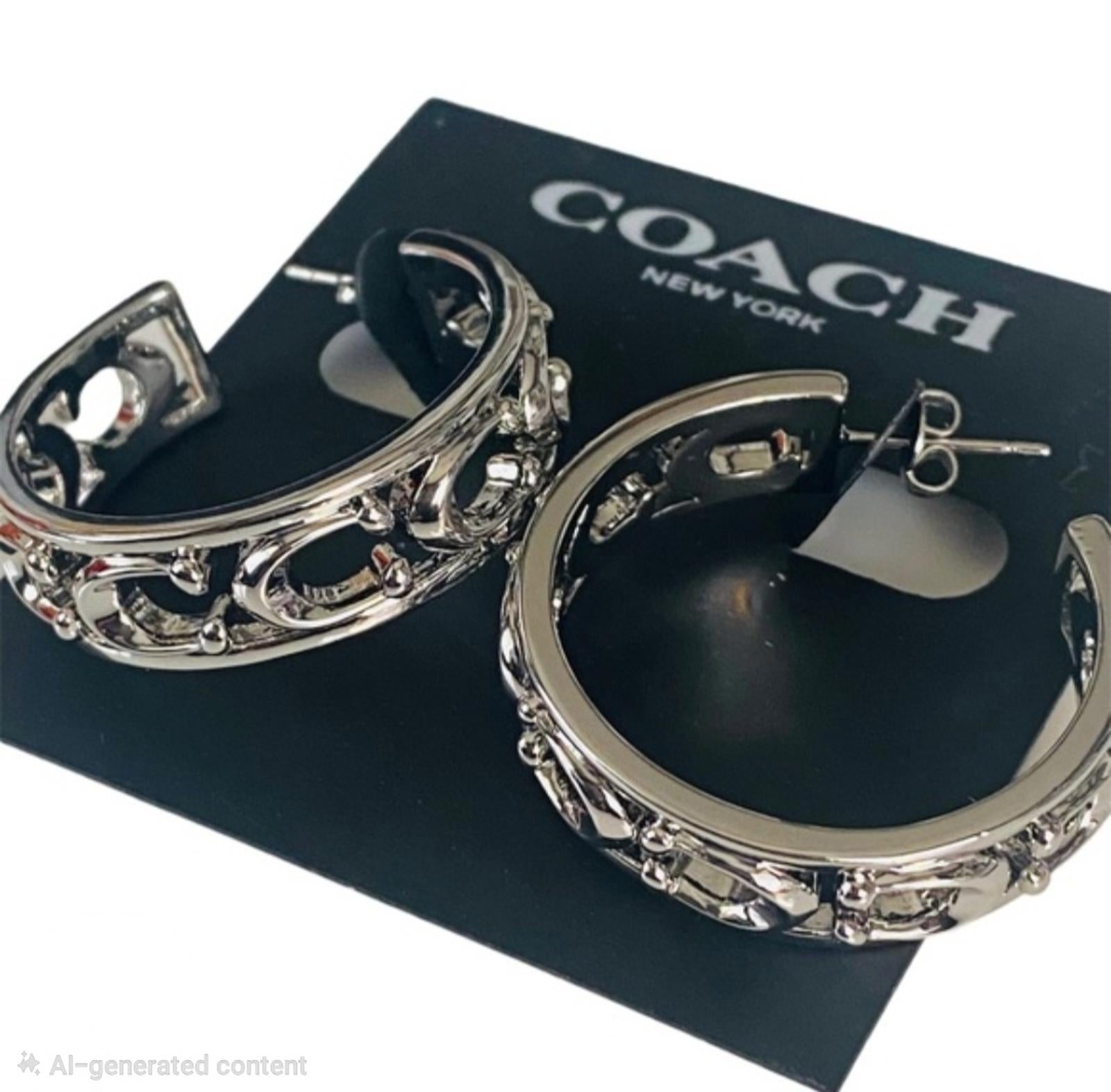 Coach Signature Openwork Hoop Earrings