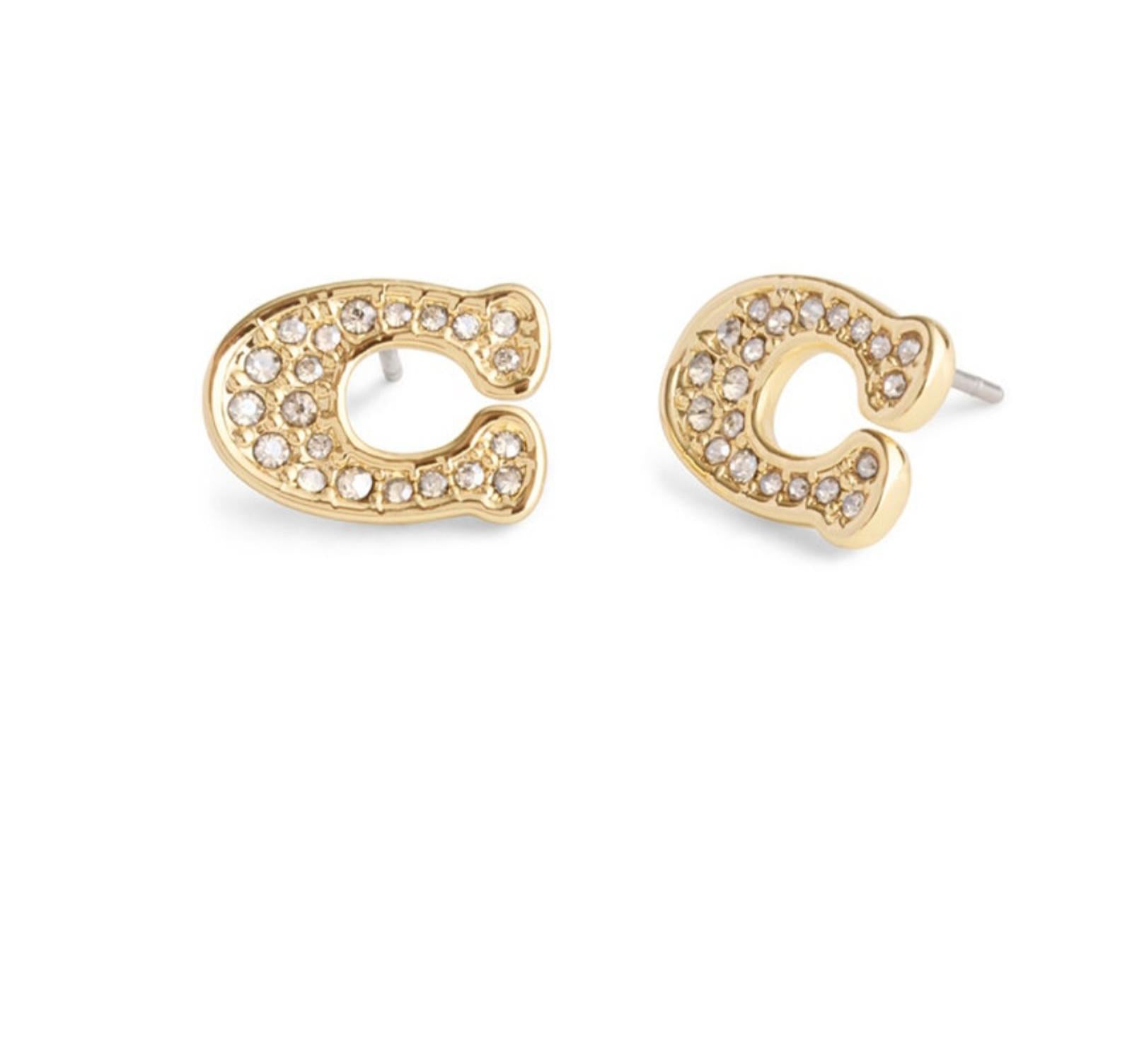 Coach Signature Pavé C Stud Earrings