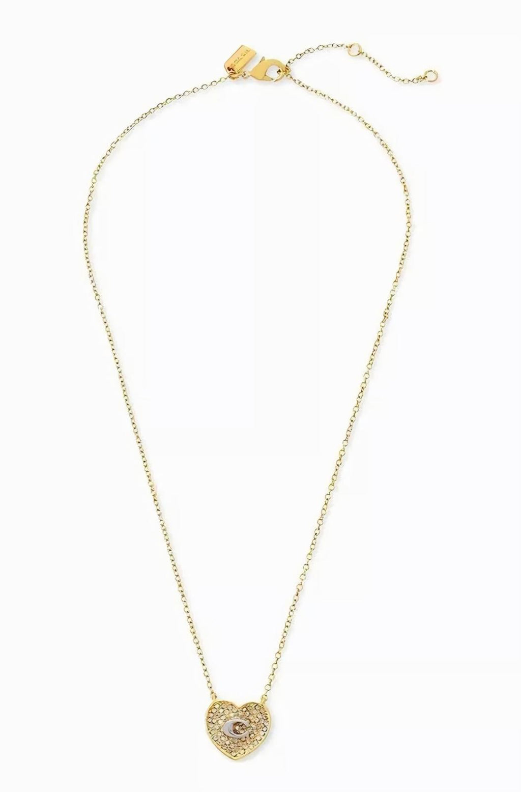 Coach C Pavé Heart Pendant Necklace