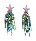 Betsey Johnson Mermaid Jewels Starfish Bead Fringe Statement Earrings