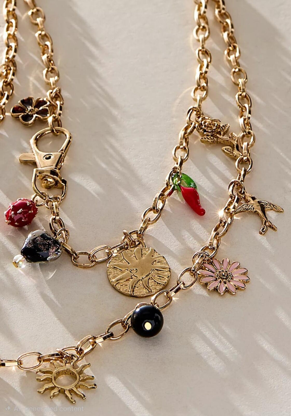 Free People Maxamillion Foliage Green Charm Necklace NWT