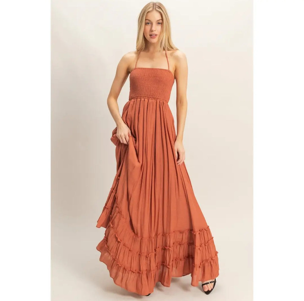 HYFVE Smocked Halter Maxi Dress