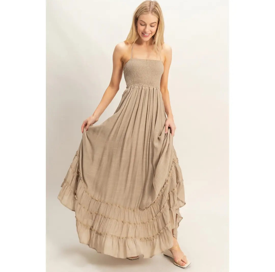 HYFVE Smocked Halter Maxi Dress