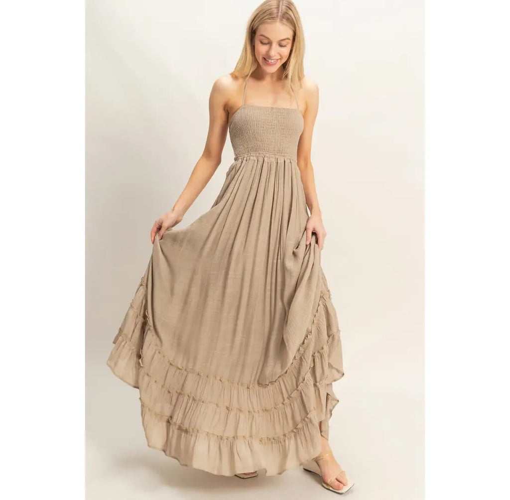 HYFVE Smocked Halter Maxi Dress