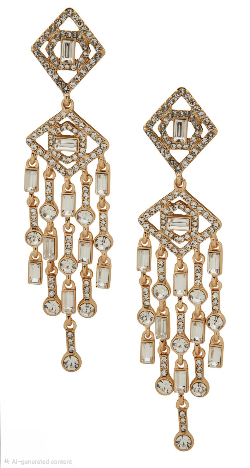 Karl Lagerfeld Glass Stone Mosaic Pave Linear Earrings