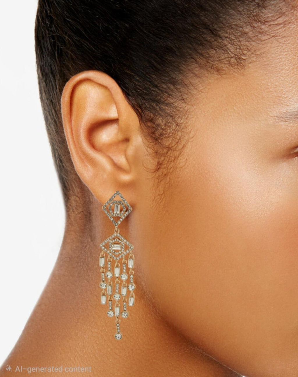 Karl Lagerfeld Glass Stone Mosaic Pave Linear Earrings